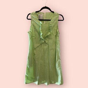 Green Gingham Dress with Ruffle